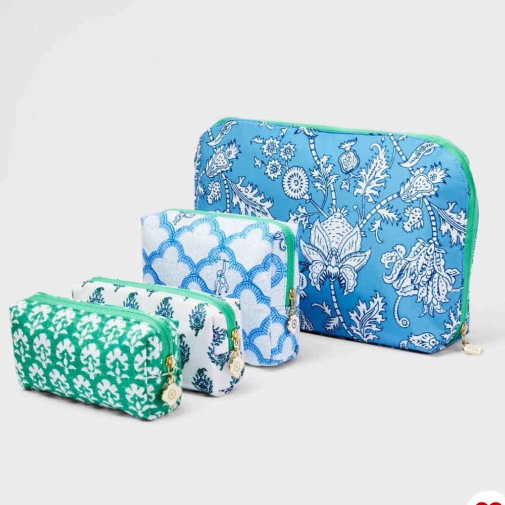 4pc Floral Vines Multi-Purpose Pouch Set Blue - Roller Rabbit x Target